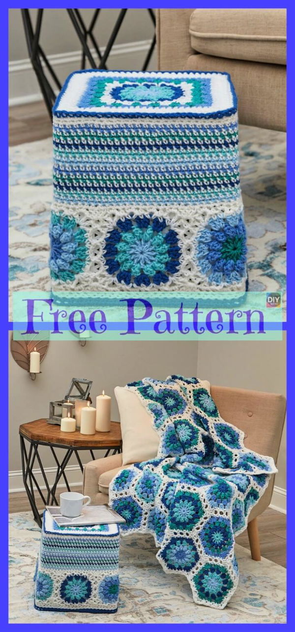 Crochet Hexagon Ottoman Free Pattern