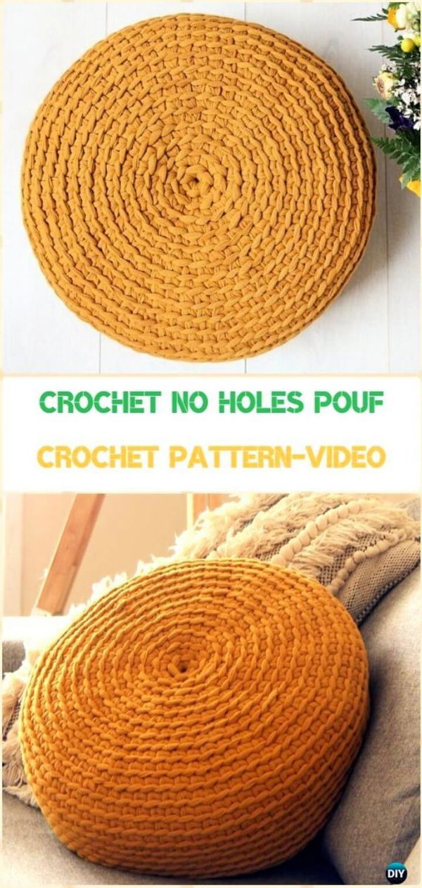 Crochet No Holes Pouf Cover