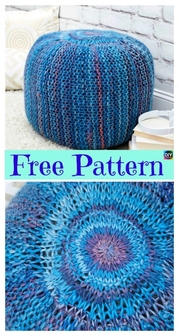 Crochet Pop of Color Knit Pouf