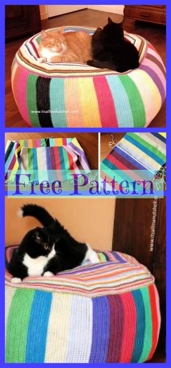 Crochet Pouf of Many Colors Free Pattern