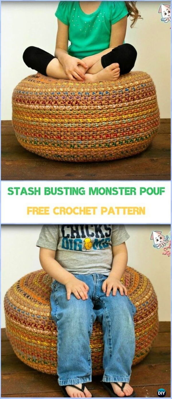 Stash Busting Monster Pouf