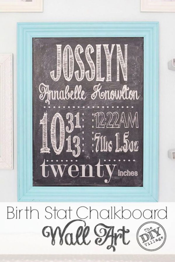 DIY Birth Stat Chalkboard Wall Art