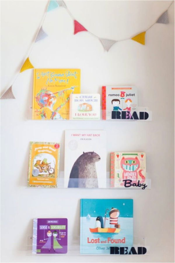 DIY Clear Nursery Shelves