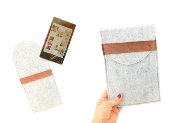 DIY felt and leather tablet case