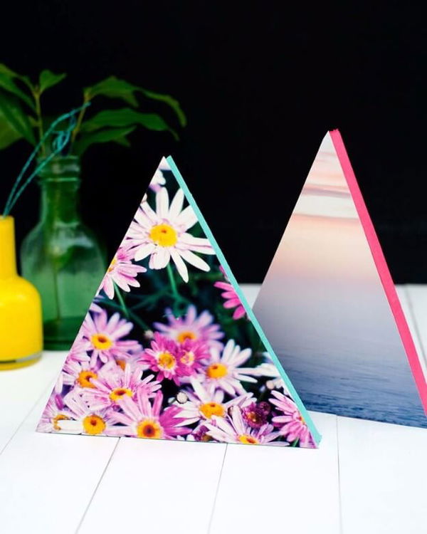 DIY Neon Triangle Photo Frames