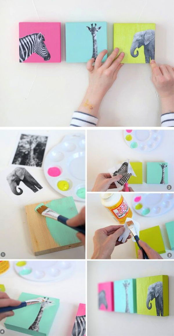 DIY Painted Wood Block Nursery Art