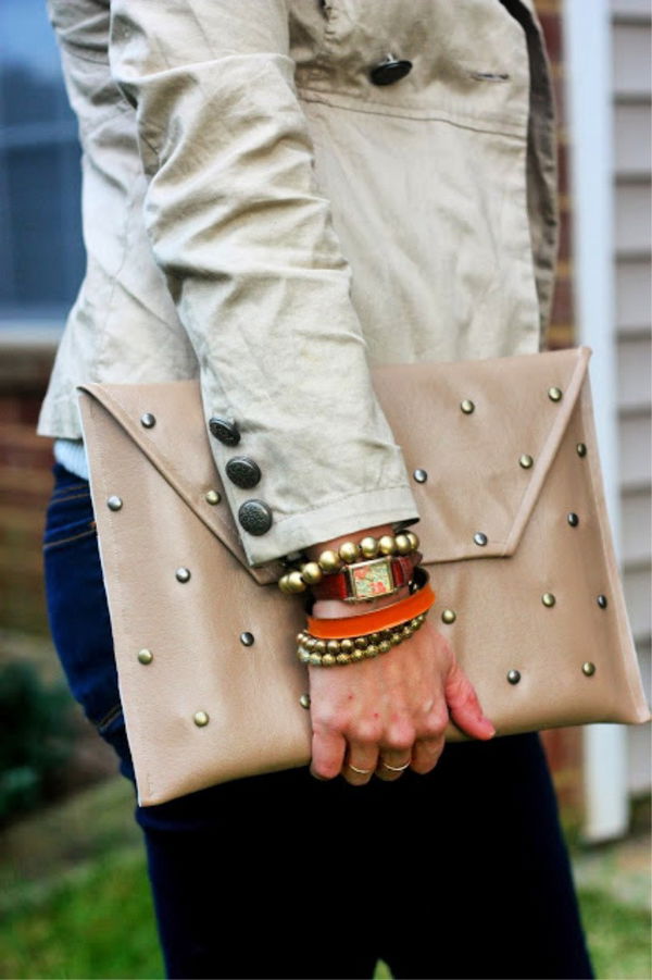 Studded Leather Envelope Case