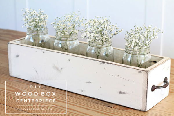 DIY WOOD BOX CENTERPIECE