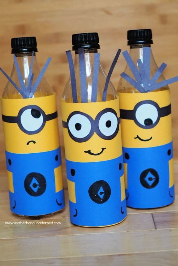 Minions Inspired DIY decor made with recycled soda bottles