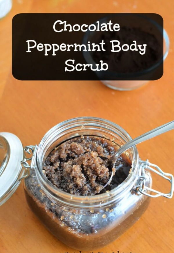 Check out this great homemade body scrub using essential oils and chocolate!