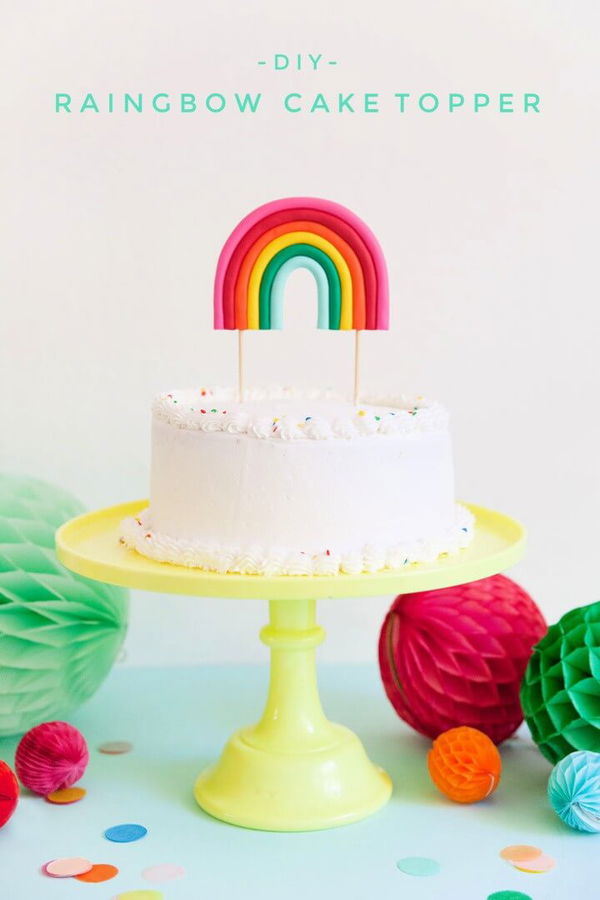 rainbow cake topper