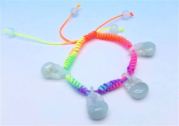 DIY Rainbow Lock Shaped Jade Charms Bracelet for Kids