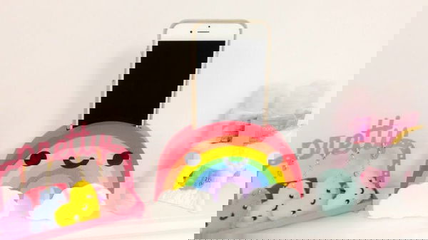 DIY Rainbow Phone holder-EASY Room Decor ideas.