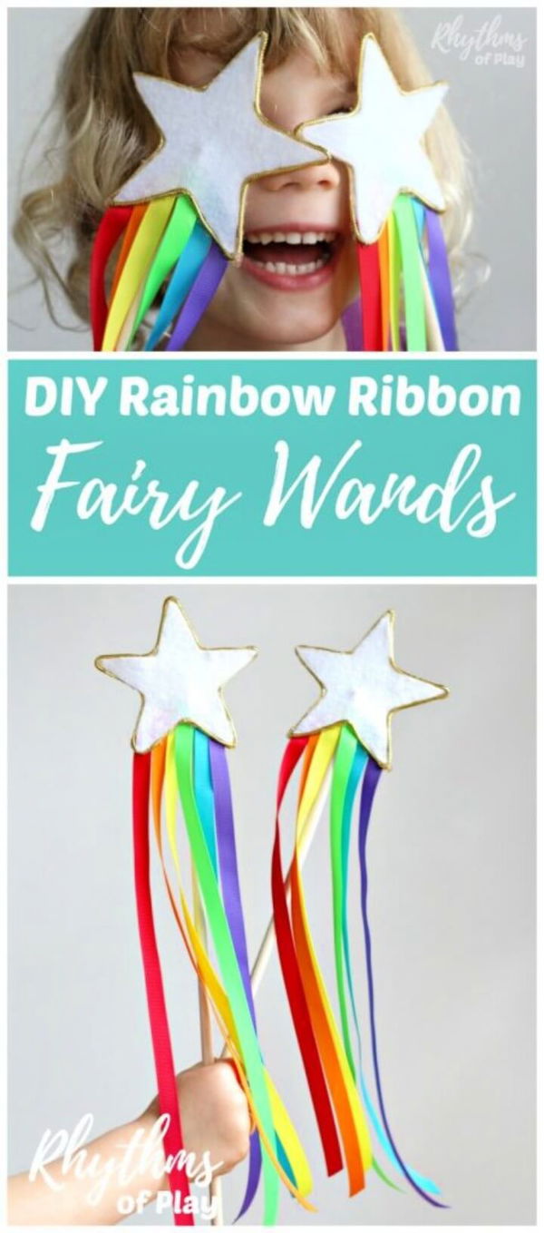 DIY Rainbow Ribbon Fairy Wands for Kids